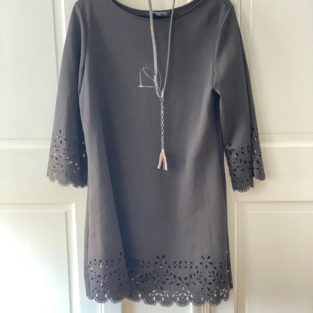 Sharagano Black dress with belt size 14